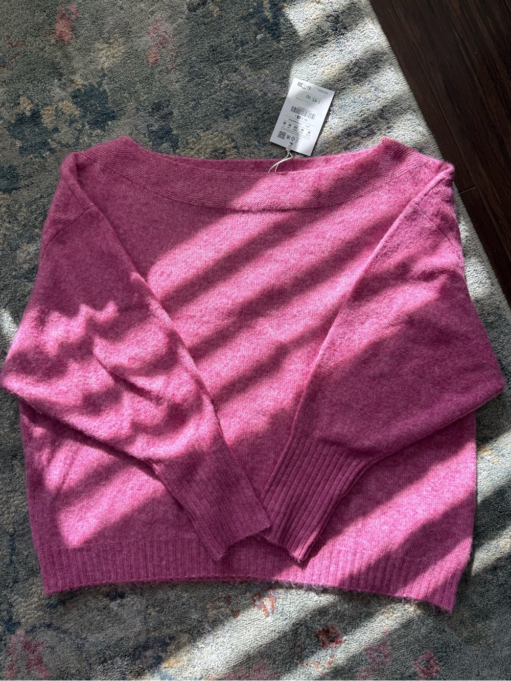 Pull&Bear Pink Off-the-Shoulder V-Neck Sweater